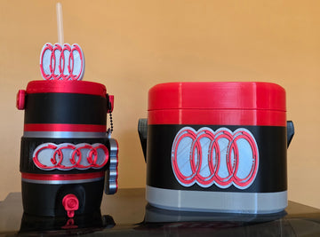 Audi inspired 12oz Can Holder and 12oz Can Cooler (Actual Product)