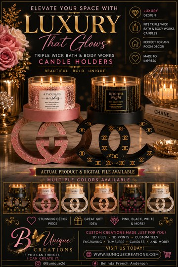 Luxury Designer-Inspired Candle Holders | Triple Wick | B Unique Creations