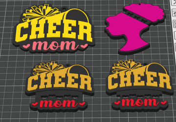 Cheer Mom Keychain and Ponytail Tie  (File Only)